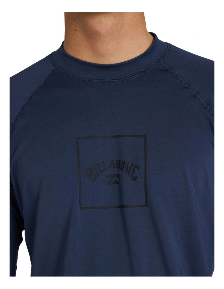 Boxed Arch Long Sleeve Rash Vest In Dusty in Navy image 4