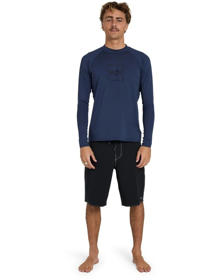 Boxed Arch Long Sleeve Rash Vest In Dusty in Navy image 5