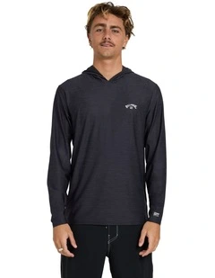 Shoreline Hooded Long Sleeve Rash Vest in Black Heather