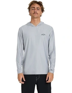 Shoreline Hooded Long Sleeve Rash Vest In Light Grey Heather