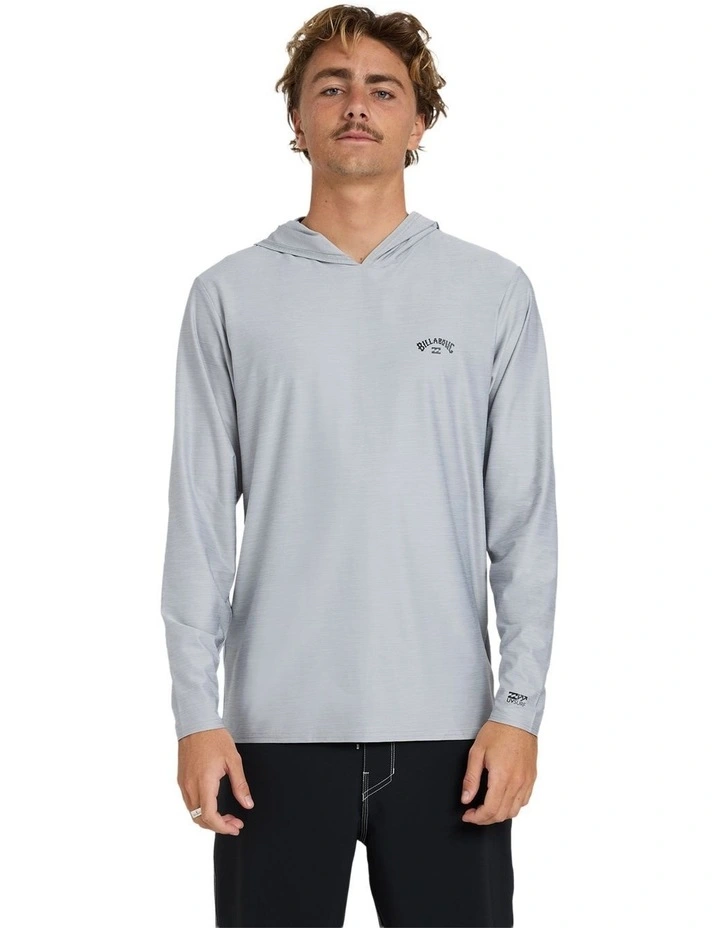 Shoreline Hooded Long Sleeve Rash Vest In Light Grey Heather image 1