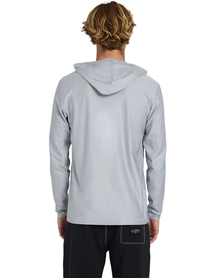 Shoreline Hooded Long Sleeve Rash Vest In Light Grey Heather image 2