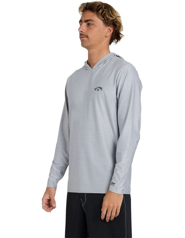 Shoreline Hooded Long Sleeve Rash Vest In Light Grey Heather image 3