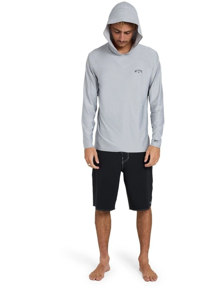 Shoreline Hooded Long Sleeve Rash Vest In Light Grey Heather image 5