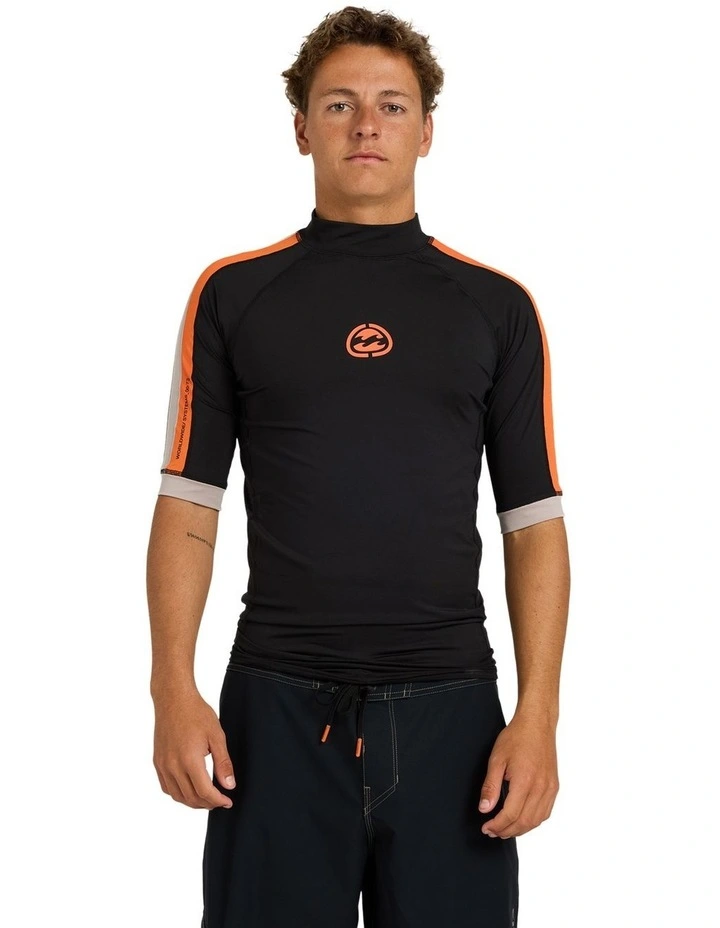 Spec Panel Short Sleeve Rash Vest in Black image 1