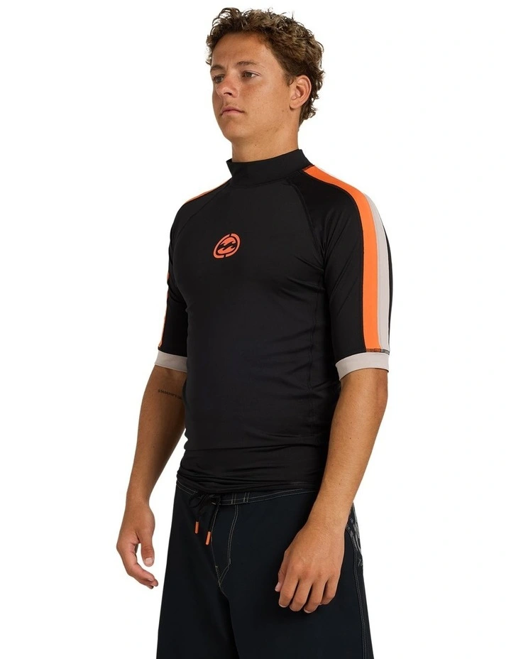 Spec Panel Short Sleeve Rash Vest in Black image 3
