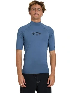 All Day Arch Short Sleeve Rash Vest Steel in Blue