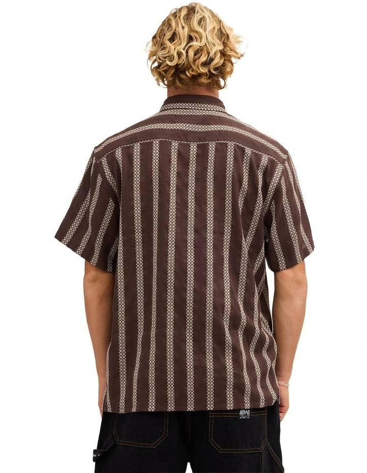 Sundays Jacquard Short Sleeve Shirt Chocolate image 2