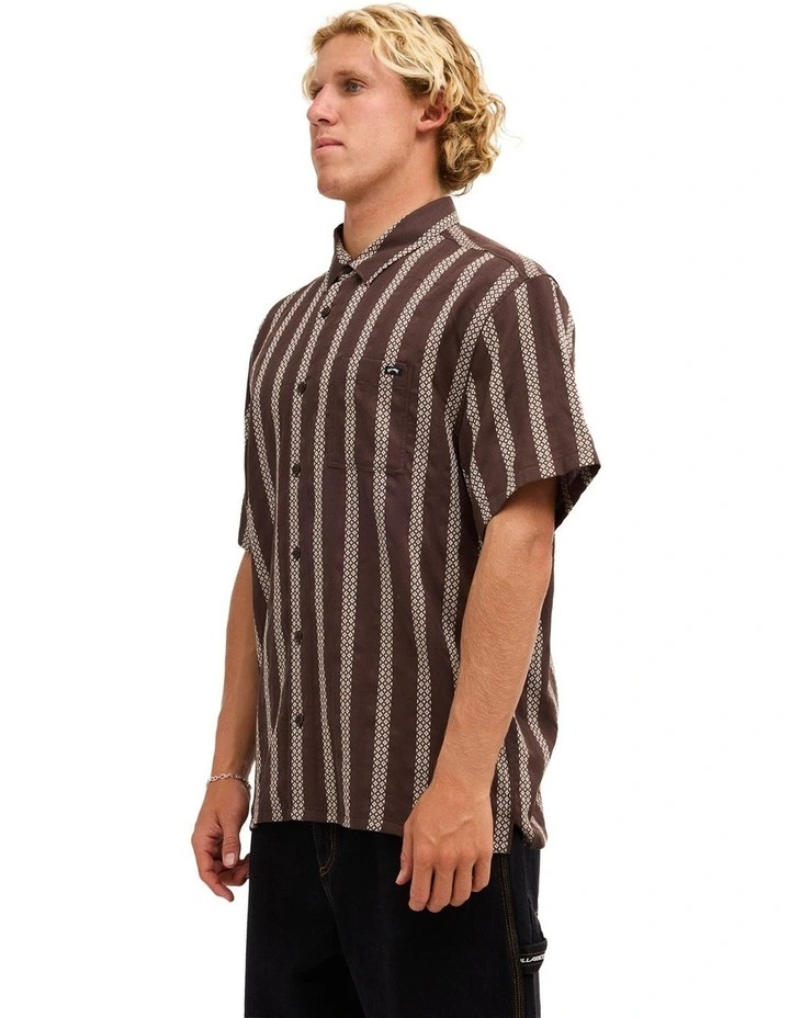 Sundays Jacquard Short Sleeve Shirt Chocolate image 3
