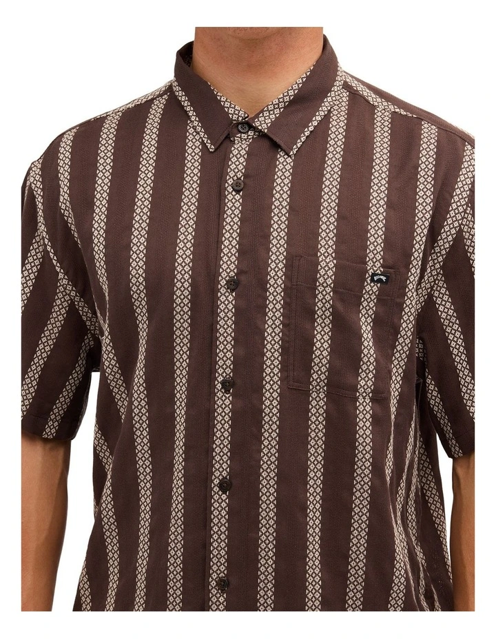Sundays Jacquard Short Sleeve Shirt Chocolate image 4