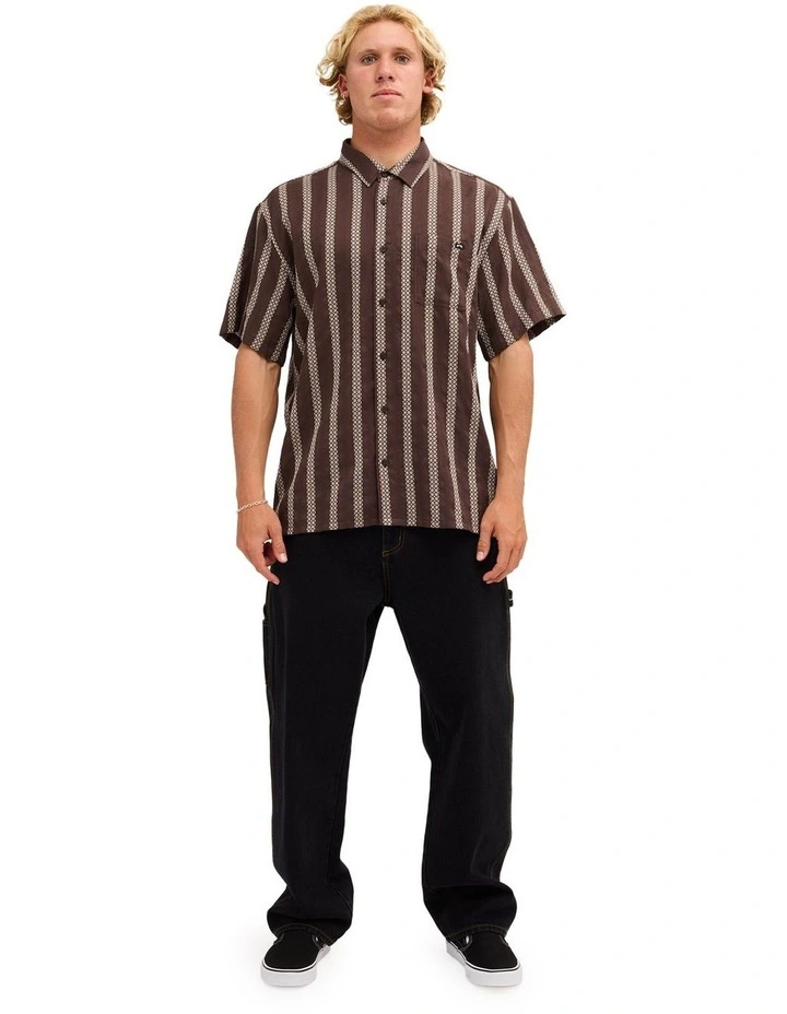 Sundays Jacquard Short Sleeve Shirt Chocolate image 5