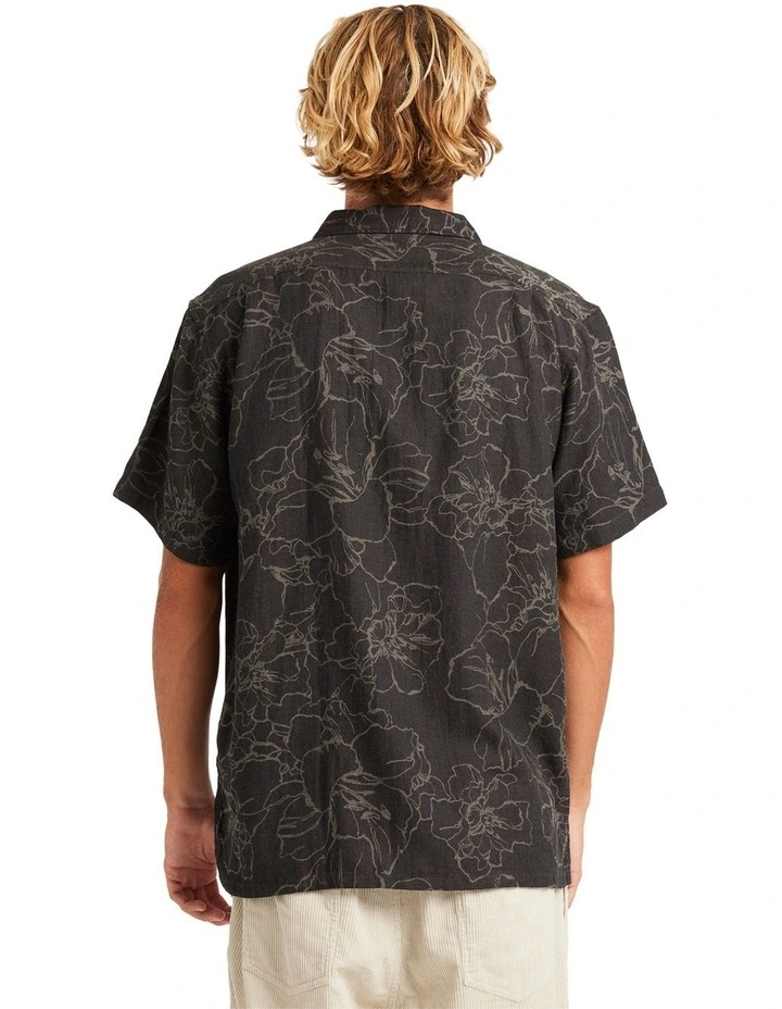 Mens Sundays Jacquard Short Sleeve Shirt in Black image 2