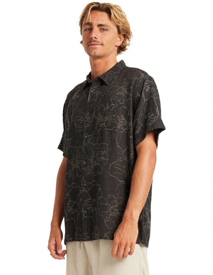 Mens Sundays Jacquard Short Sleeve Shirt in Black image 3