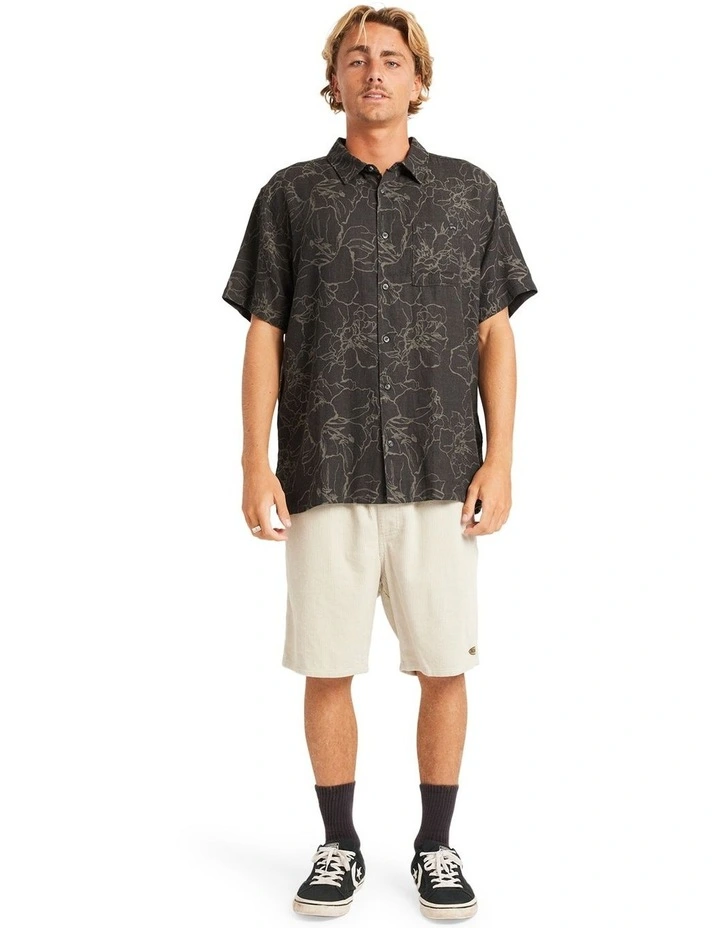 Mens Sundays Jacquard Short Sleeve Shirt in Black image 5