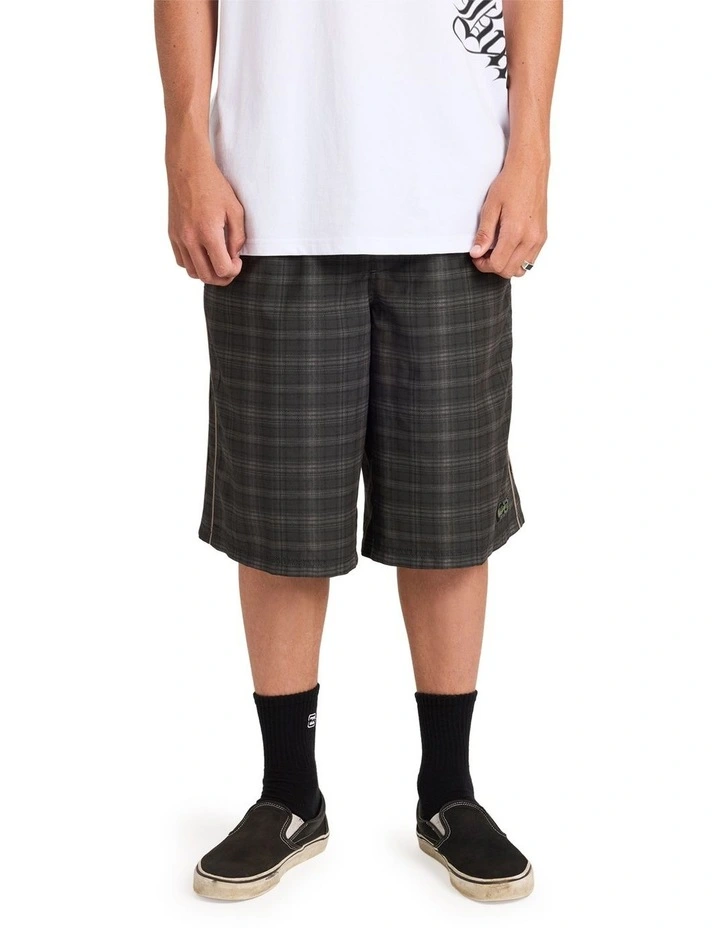 Immortal Check Throw On 23 Inch Boardshorts In Moss image 1