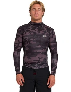 Strike Mission Hooded UPF 50 Long Sleeve Rashguard In Black Camo
