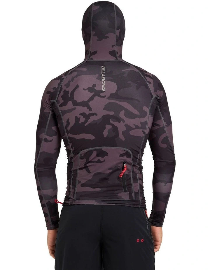 Strike Mission Hooded UPF 50 Long Sleeve Rashguard In Black Camo image 2