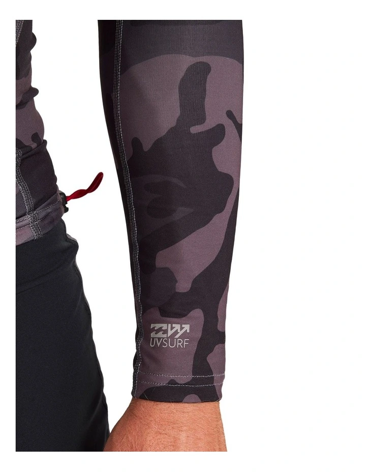 Strike Mission Hooded UPF 50 Long Sleeve Rashguard In Black Camo image 6