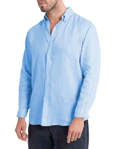 Long Sleeve Linen Shirt in Ice Blue