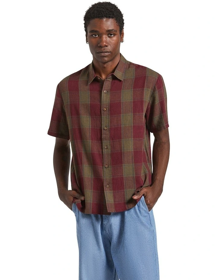 Cru Linen Blend Short Sleeve Woven Shirt in Multi image 1