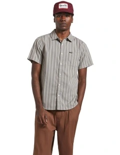 Charter Stripe Short Sleeve Woven Shirt in Grey