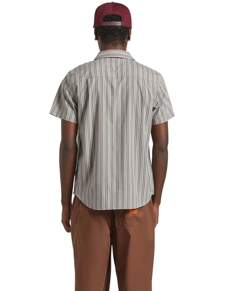 Charter Stripe Short Sleeve Woven Shirt in Grey image 2
