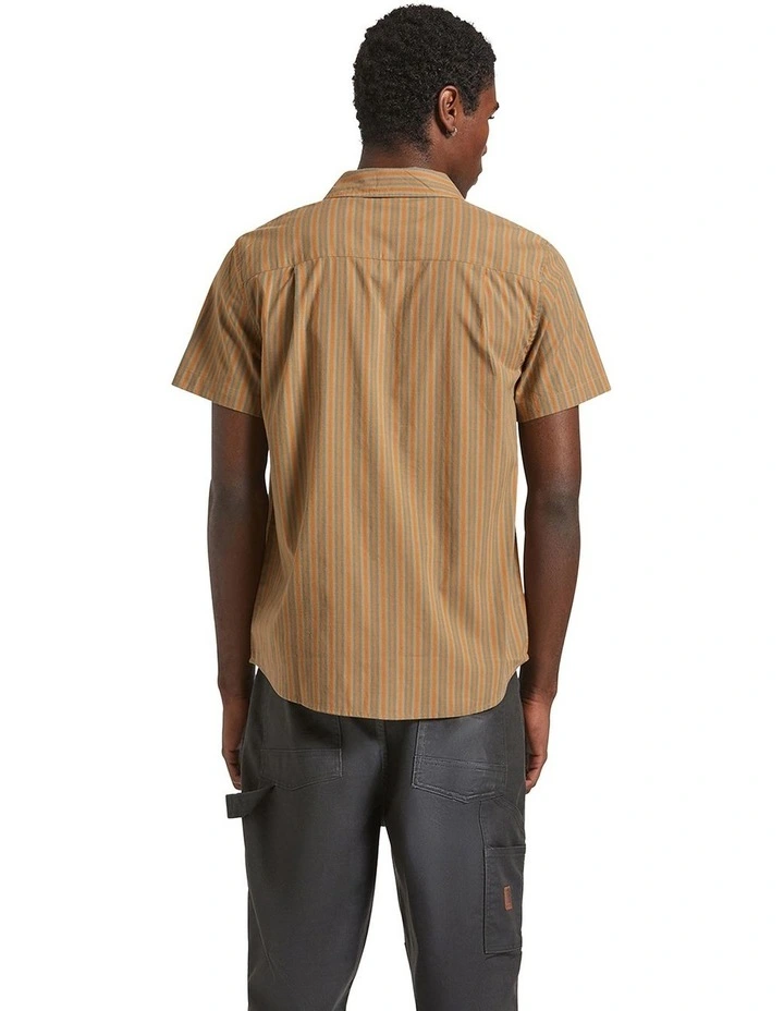 Charter Stripe Short Sleeve Woven Shirt in Brown image 2