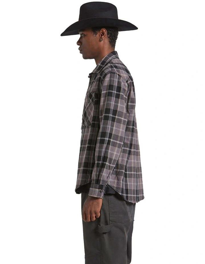 Vintage Wash Flannel Shirt in Black image 3