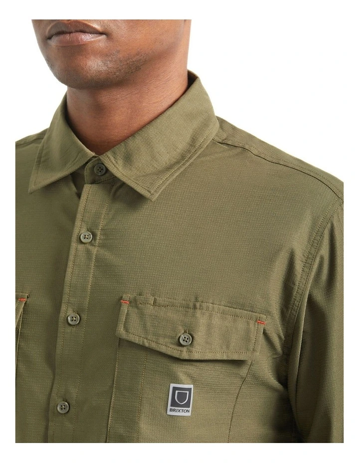 Journey LW Long Sleeve Woven Shirt in Dark Olive image 4