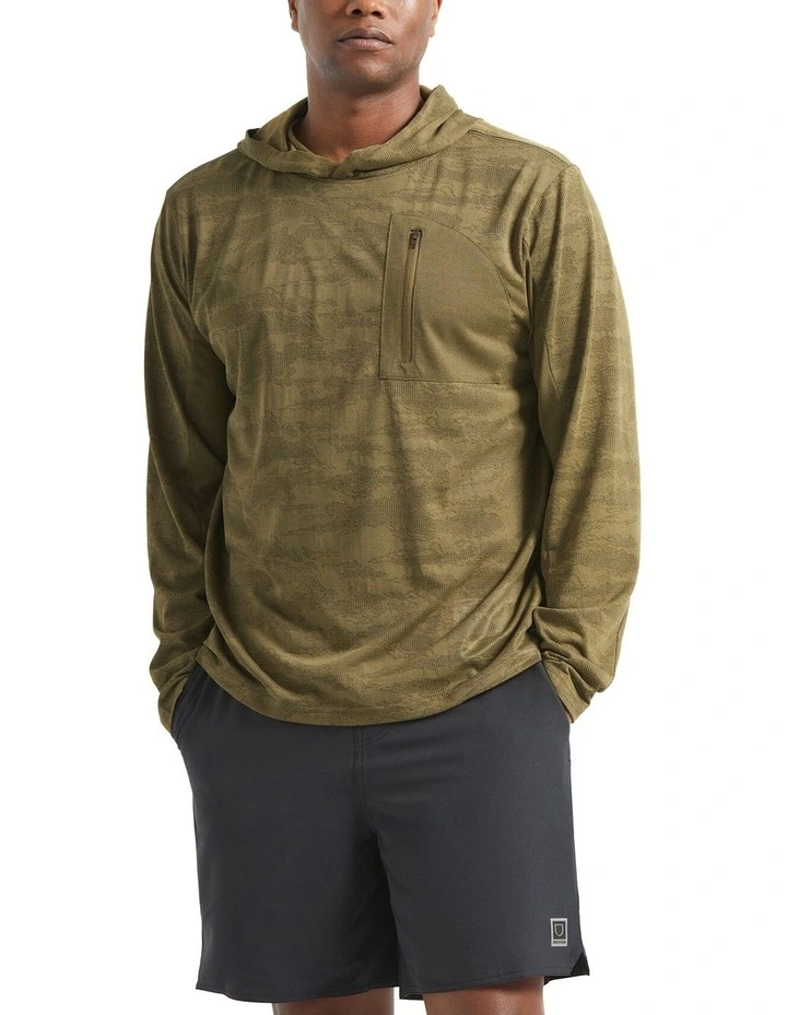 Journey Long Sleeve Tiger Camo Hoodie in Olive image 1