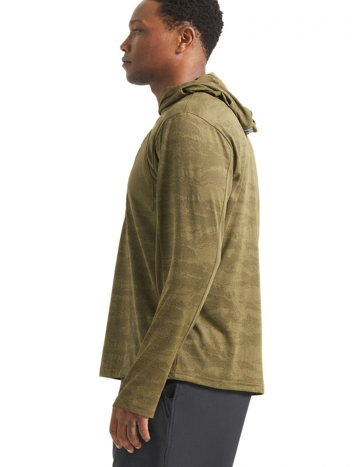 Journey Long Sleeve Tiger Camo Hoodie in Olive image 3