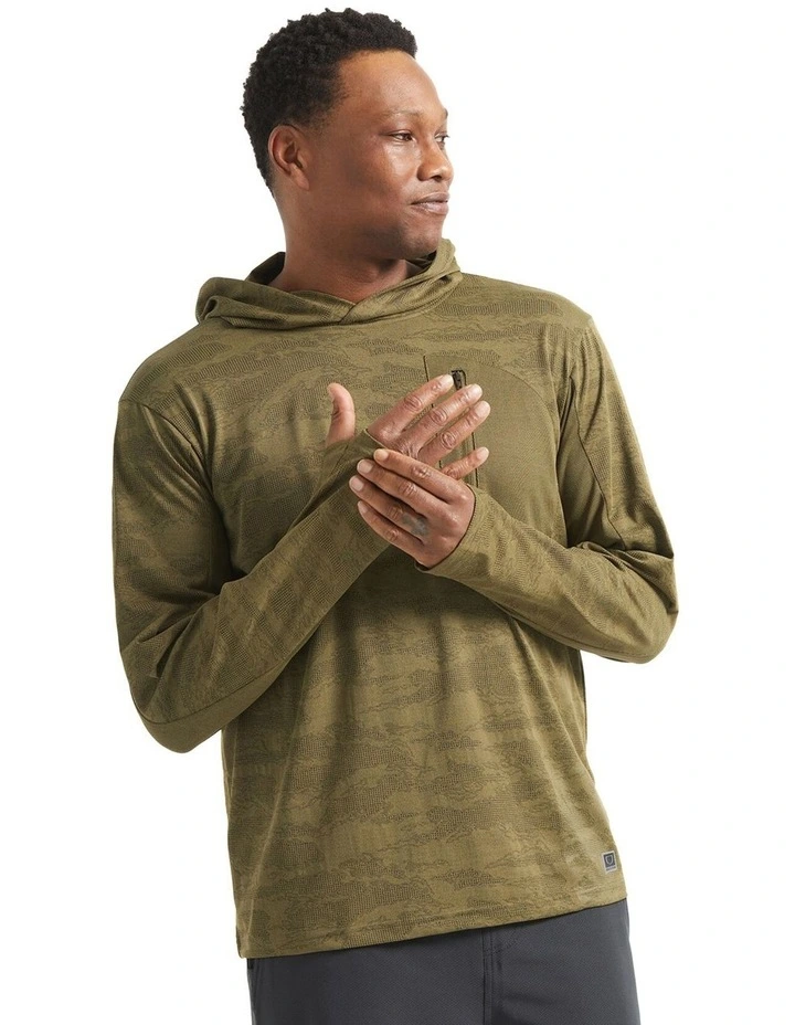 Journey Long Sleeve Tiger Camo Hoodie in Olive image 5