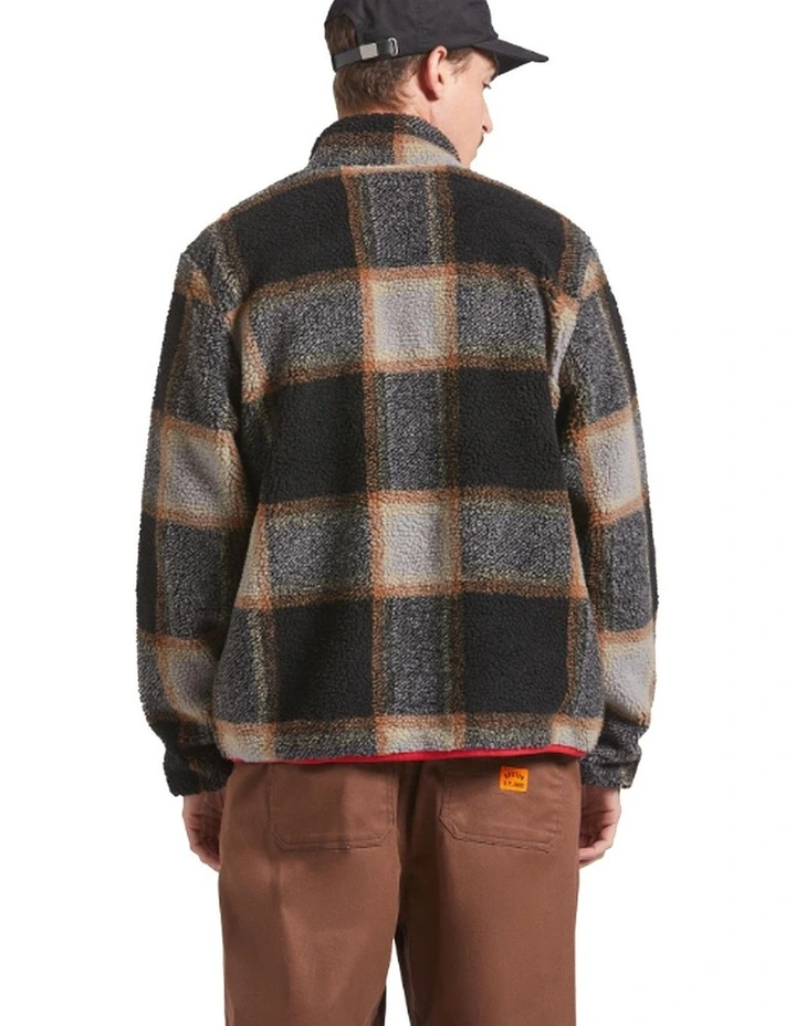 Buffalo Plaid Sherpa Fleece Zip Jacket in Black/Cream image 2
