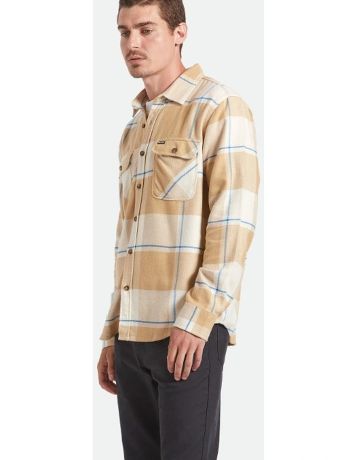 Bowery Flannel Shirt in Whitecap/Sand/Cyber Blue image 3