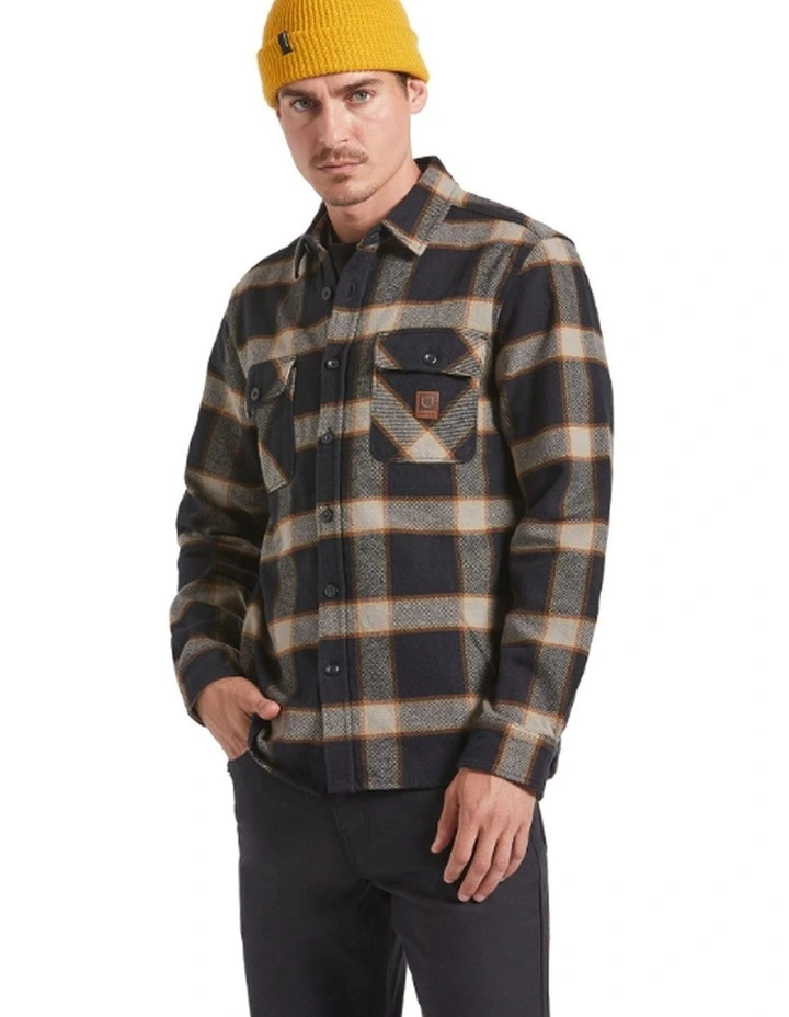 Bowery Heavy Weight Long Sleeve Shirt in Flanne Black/Cream image 1