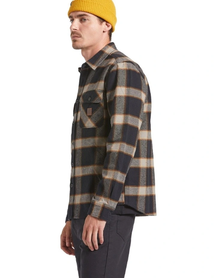Bowery Heavy Weight Long Sleeve Shirt in Flanne Black/Cream image 3