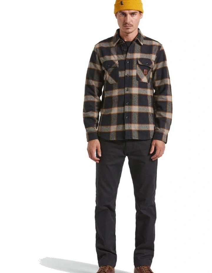 Bowery Heavy Weight Long Sleeve Shirt in Flanne Black/Cream image 4