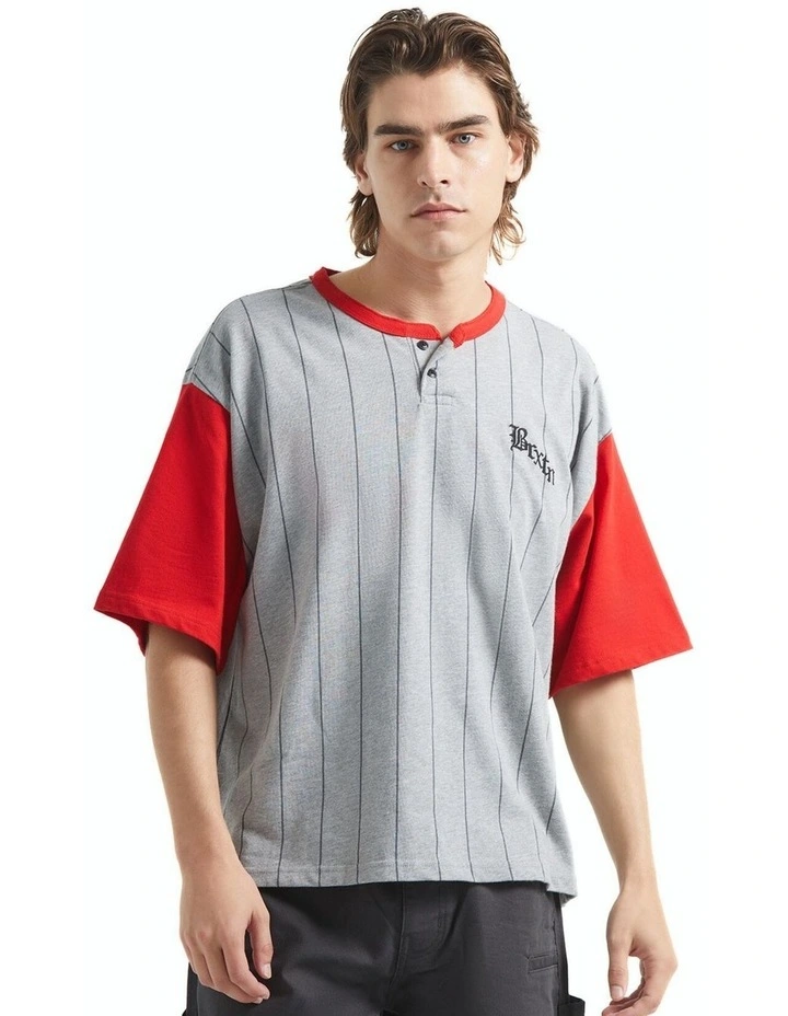 BOXY BASEBALL 1/2 SLEEVE TEE HEATHER GREY/ADRENALINE RUSH image 1