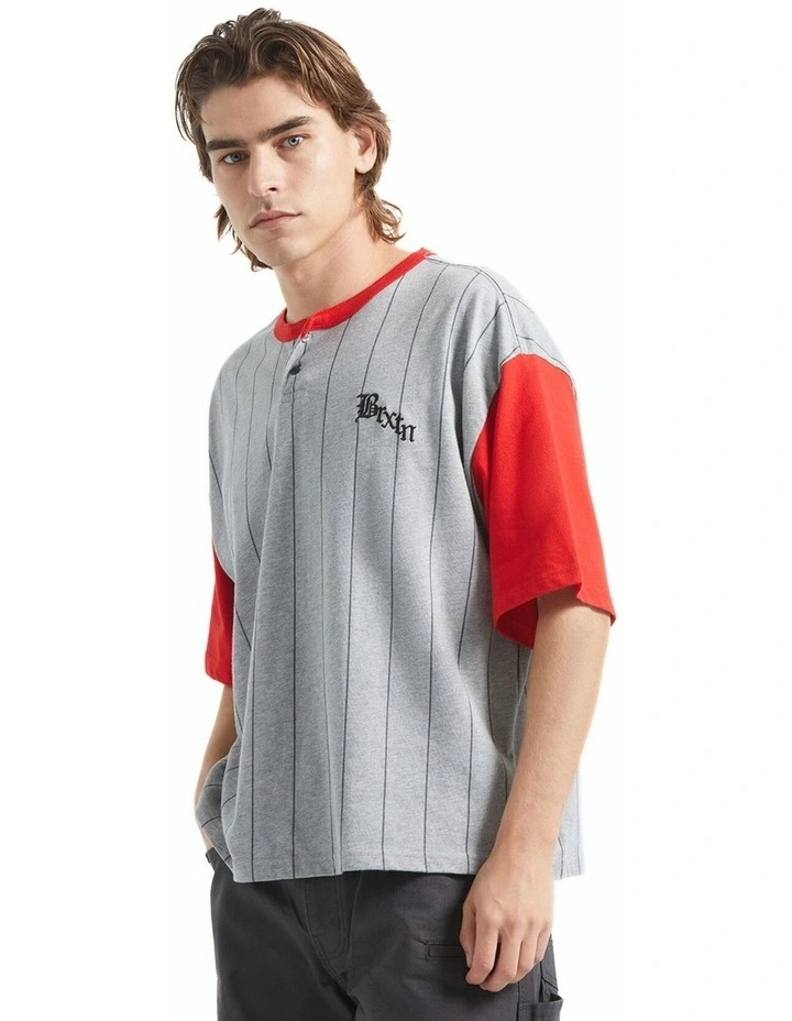 BOXY BASEBALL 1/2 SLEEVE TEE HEATHER GREY/ADRENALINE RUSH image 4
