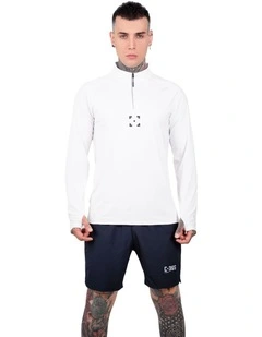 C-365 Elevate Zip Long Sleeve Top in White