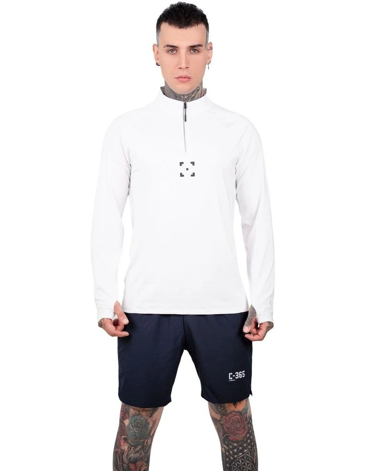 C-365 Elevate Zip Long Sleeve Top in White image 1