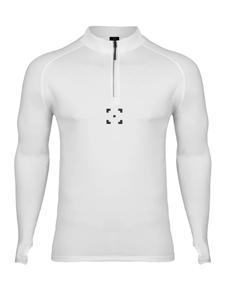 C-365 Elevate Zip Long Sleeve Top in White image 3