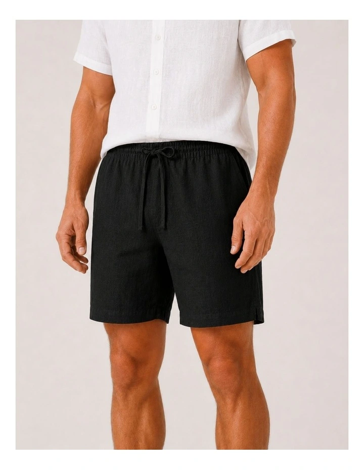 Linen Shorts in Black image 1
