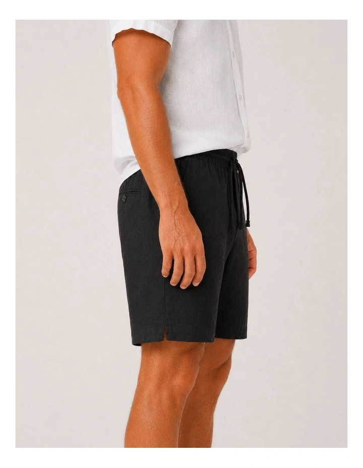 Linen Shorts in Black image 3