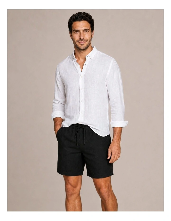 Classic Linen Shorts - Black image 3