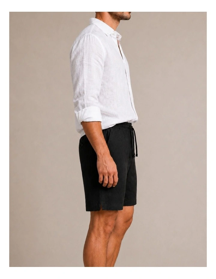 Classic Linen Shorts - Black image 4