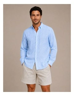 Classic Long Sleeve Linen Shirt - Ice Blue