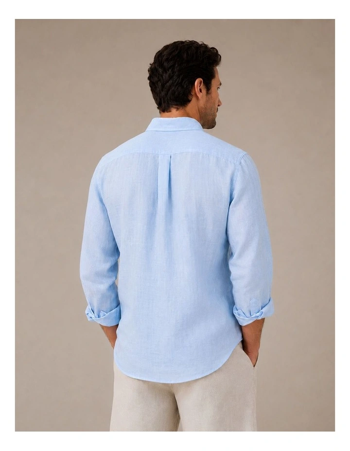 Classic Long Sleeve Linen Shirt - Ice Blue image 2