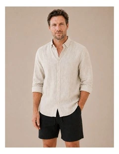 Classic Long Sleeve Linen Shirt - Natural