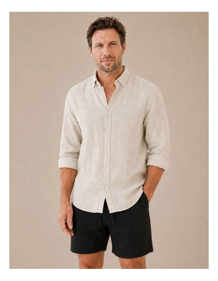 Classic Long Sleeve Linen Shirt - Natural image 1